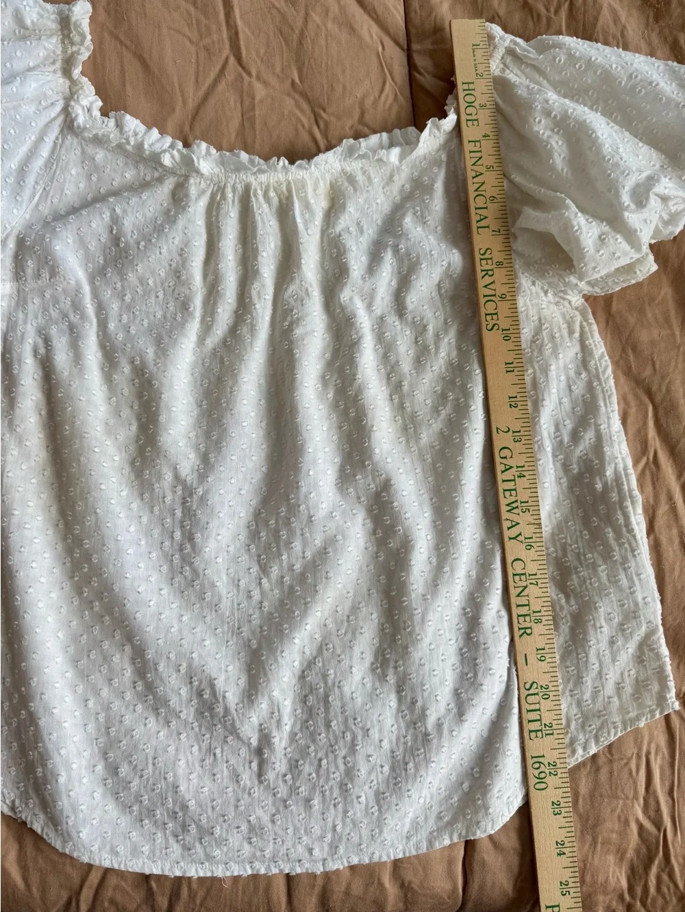 Anthropologie Maeve Sojourner Swiss Dot Off Shoulder White Top Size 12